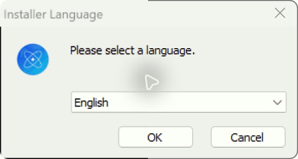 설치 언어 선택 화면(영어 화면).