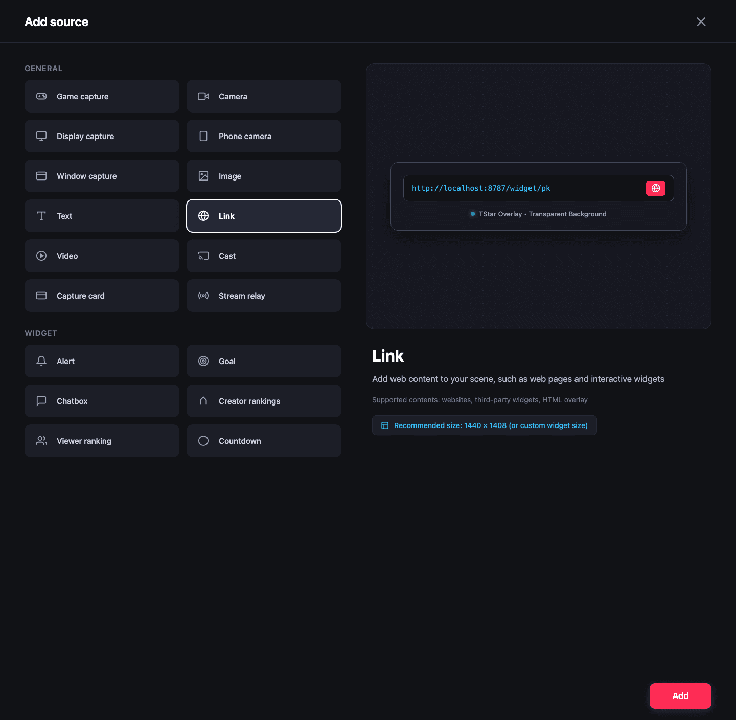 TikTok LIVE Studio Browser Source settings