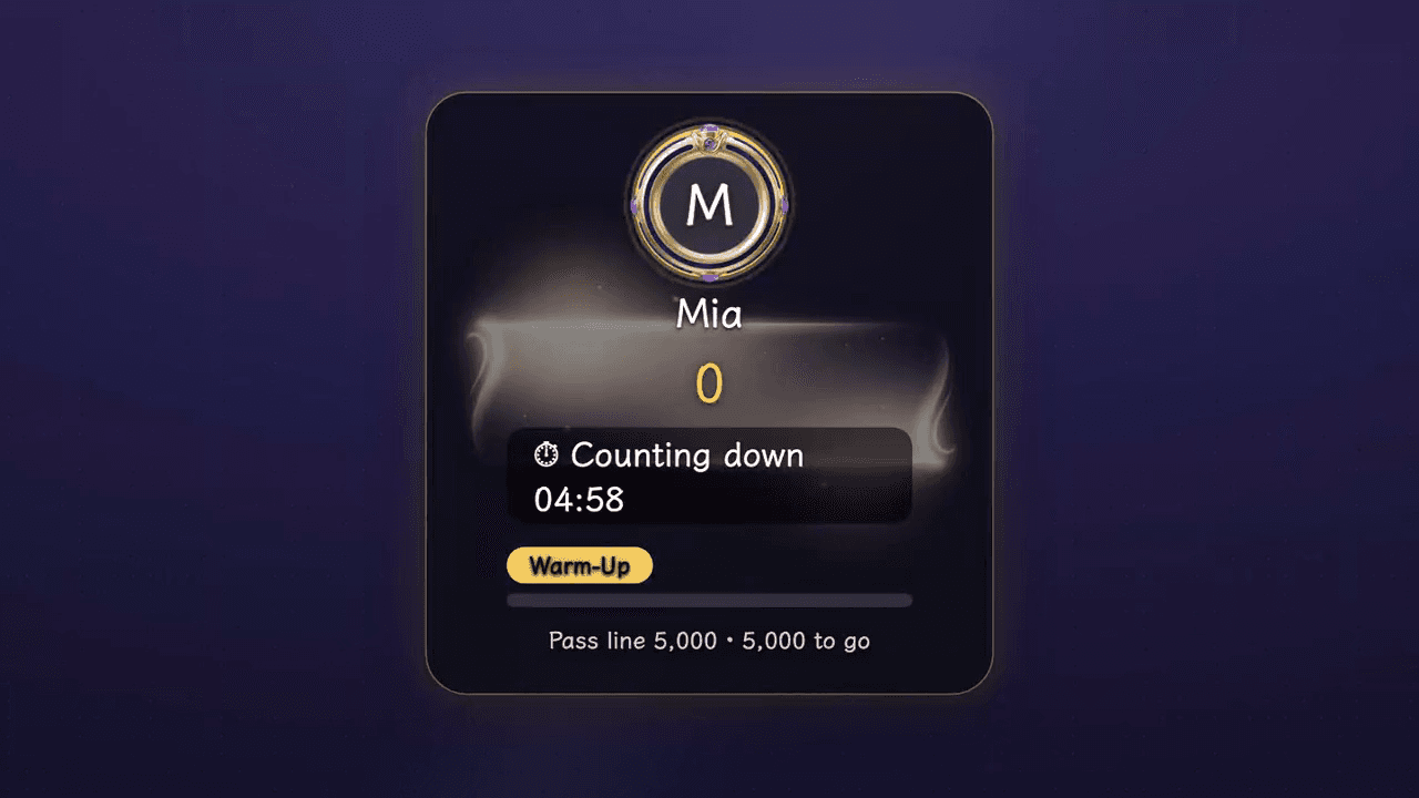 What the Solo Stage widget looks like over the live stream (center performer card + up-next queue underneath)