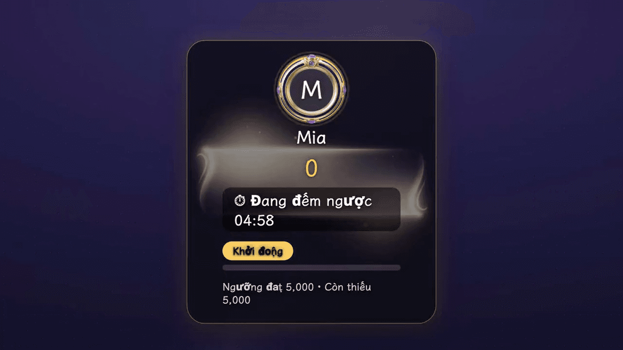 Widget Sân khấu độc diễn trên màn hình livestream trông như thế nào (thẻ người biểu diễn ở giữa + hàng chờ kế tiếp bên dưới)